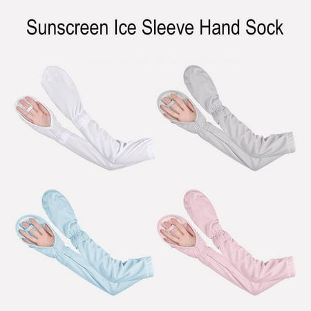 QHUDLV Cycling Driving Ice Silk Sleeve Sunscreen Wrist Sleeves Covers UV Protectio