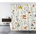 thumbnail image 2 of Mushroom Shower Curtain Decor, Vintage Farmhouse Herb Botanical Wild Grass Nature Floral Shower Curtains for Bathroom 69X70 inch Polyester Fabric Bathroom Decoration Bath Curtains Hooks Included, 2 of 6