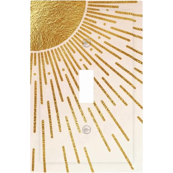 Decorative Light Switch Cover Plate Minimalist Abstract Sun Modern Gold Sunburst 1 Gang Single Toggle Wall Plates for Electrical Outlet Covers Switch Plate Covers Faceplate for Home Decor