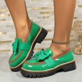thumbnail image 5 of Women Patent Leather Round Toe Loafers, Bow Accent Chunky Heel Platform Casual Shoes, 5 of 6