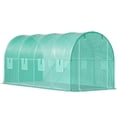 thumbnail image 2 of Small Greenhouses, Walk-in Tunnel Greenhouse, 14.8 x 6.6 x 6.6 ft Portable Plant Hot House w/ Galvanized Steel Hoops, 1 Top Beam, Diagonal Poles, Zippered Door & 8 Roll-up Windows, Green, 2 of 12