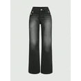 thumbnail image 4 of eans for Women Straight Leg Bootcut mid Waisted Long Denim Pants Boyfriend Trendy Pockets Double Stitching, 4 of 6