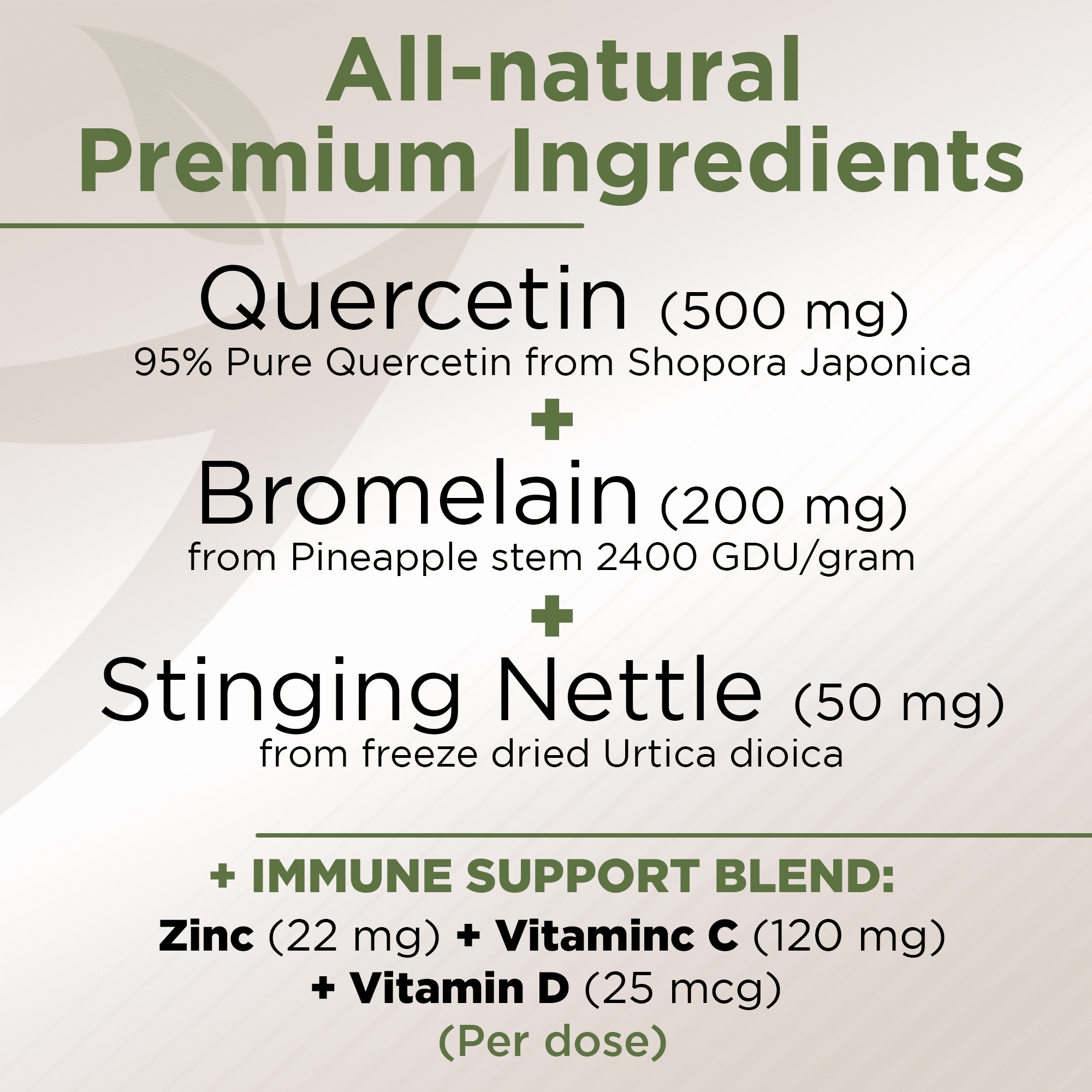 Gade Nutrition Quercetin with Bromelain, Vitamin D, Vitamin C, and Zinc - & Stinging Nettle - Quercetin 500 mg (Non-GMO, Gluten-Free, Vegan) - 6 months supply