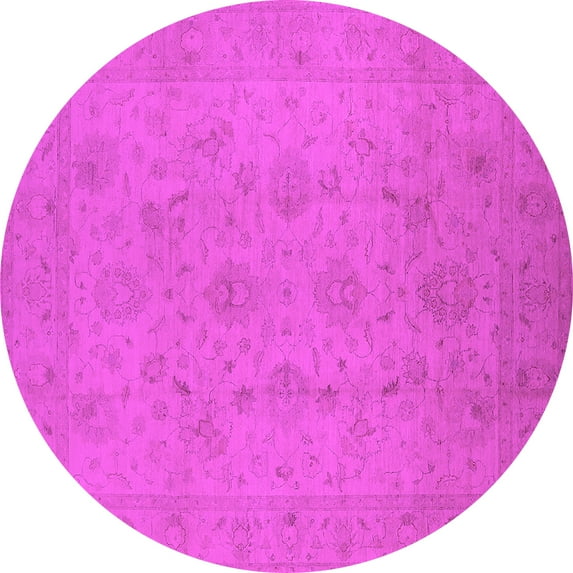 Ahgly Company Indoor Round Oriental Pink Traditional Area Rugs, 7' Round