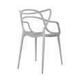 thumbnail image 2 of 2xhome Modern Contemporary Designer Dining Chair Molded Plastic Indoor Outdoor Patio Elbow Chair, Gray, Set of 1, 1 piece, 2 of 6