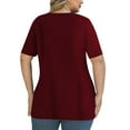 thumbnail image 4 of JGGSPWM Women's Plus Size Short Sleeve Criss Cross Neck Summer Trendy Dressy Casual Tunic Tops Tees Blouses Wine 2XL, 4 of 6