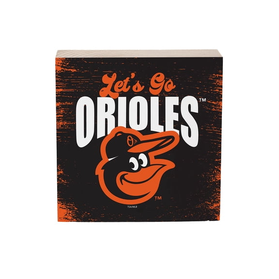 Baltimore Orioles 6" Square Fan Chant Wood Block Shelf Sign