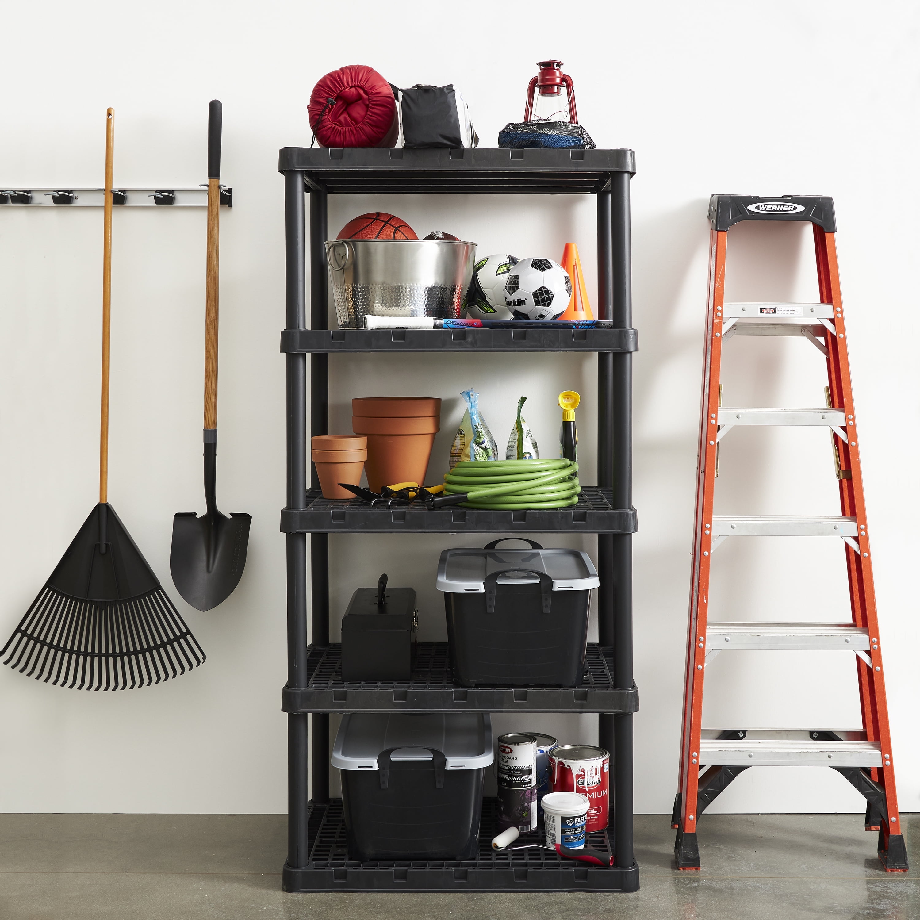 Gracious Living Knect-A-Shelf Light-Duty 5-Shelf Plastic Shelving Unit