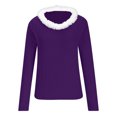 thumbnail image 4 of Lindreshi Winter Pajamas for Women Clearance Womens Winter Solid Long Sleeve V-Neck Casual Plush Blouse Tunic Tops, 4 of 6