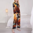 thumbnail image 3 of Lsque Cartoon Puppy Sunset Pattern Long Sleeve Pajama Set for Women - Soft 2-Piece Sleepwear and Loungewear Set with Pockets, Comfy Nightwear-XX-Large, 3 of 7