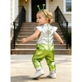 thumbnail image 5 of vastwit 2-Pieces Baby Alien Outfit Toddler Boys Girls Metallic Jumpsuit with Antenna Headband Fluorescent Green 6-12M, 5 of 7