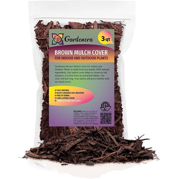 GARDENERA Brown Mulch - Create a Polished and Professional Outdoor Space - 3 QUARTS