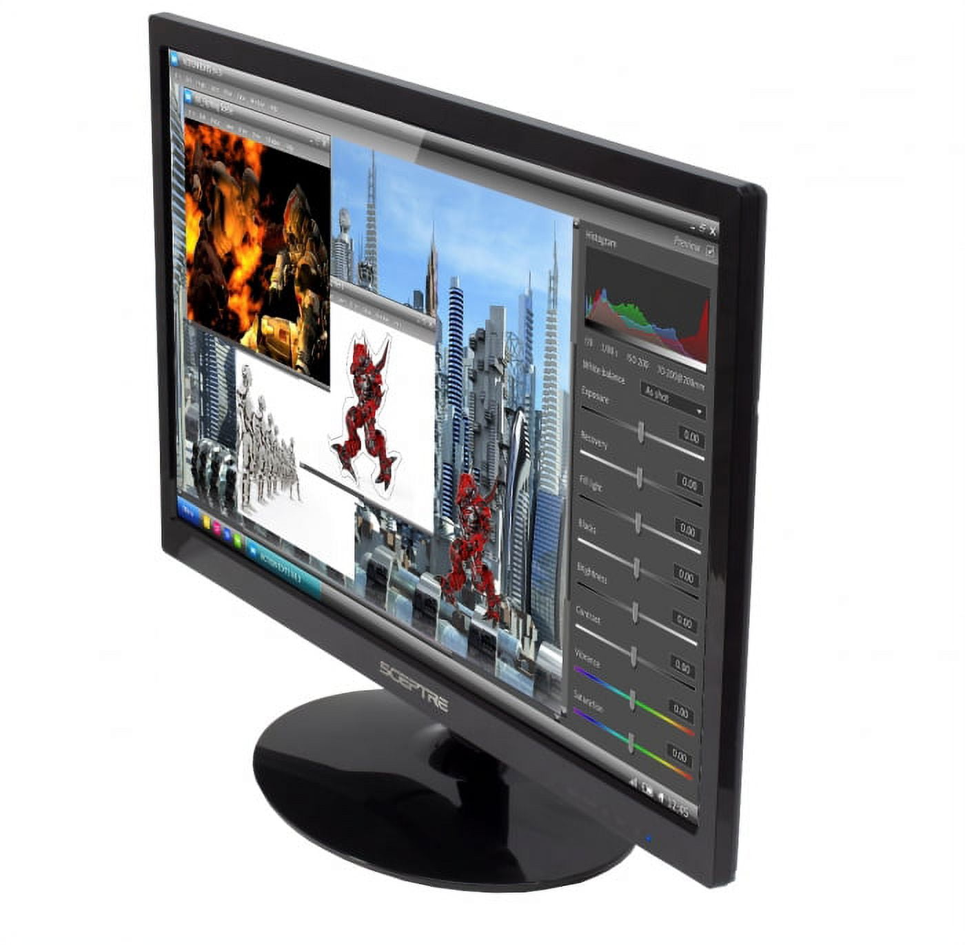 Sceptre 1920x1080 HDMI DVI VGA LED FHD 22-Inch Monitor - E225W-19208A Build-in Speakers, True Black (2017)