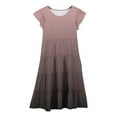 thumbnail image 5 of shoper Girls Dresses Size 10-12 Ruffled Sleeve Crew Neck Gradient Color Tiered Comfortable Summer Dresses Princess Dress for Girls Brown 160, 5 of 6