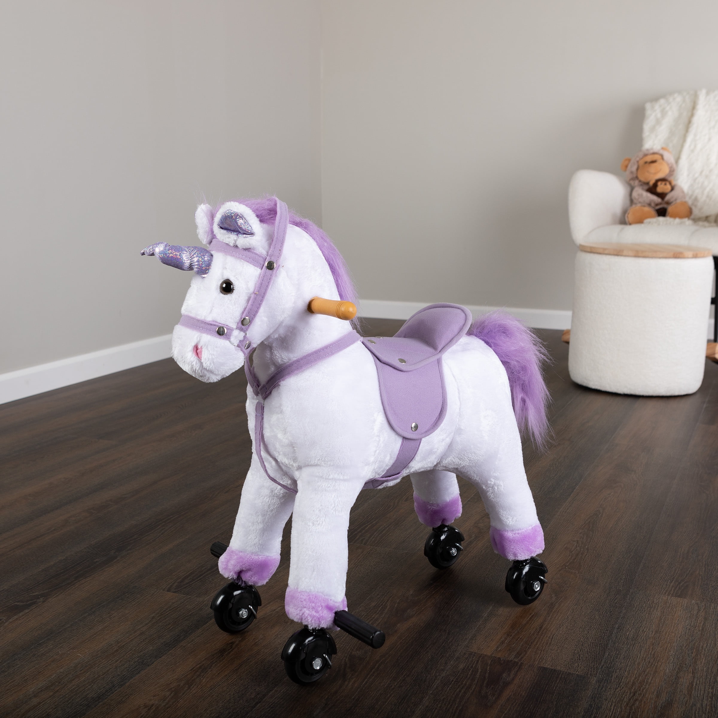 Happy Trails Ride on Horse - Walking Unicorn Toys with Wheels and Sounds
