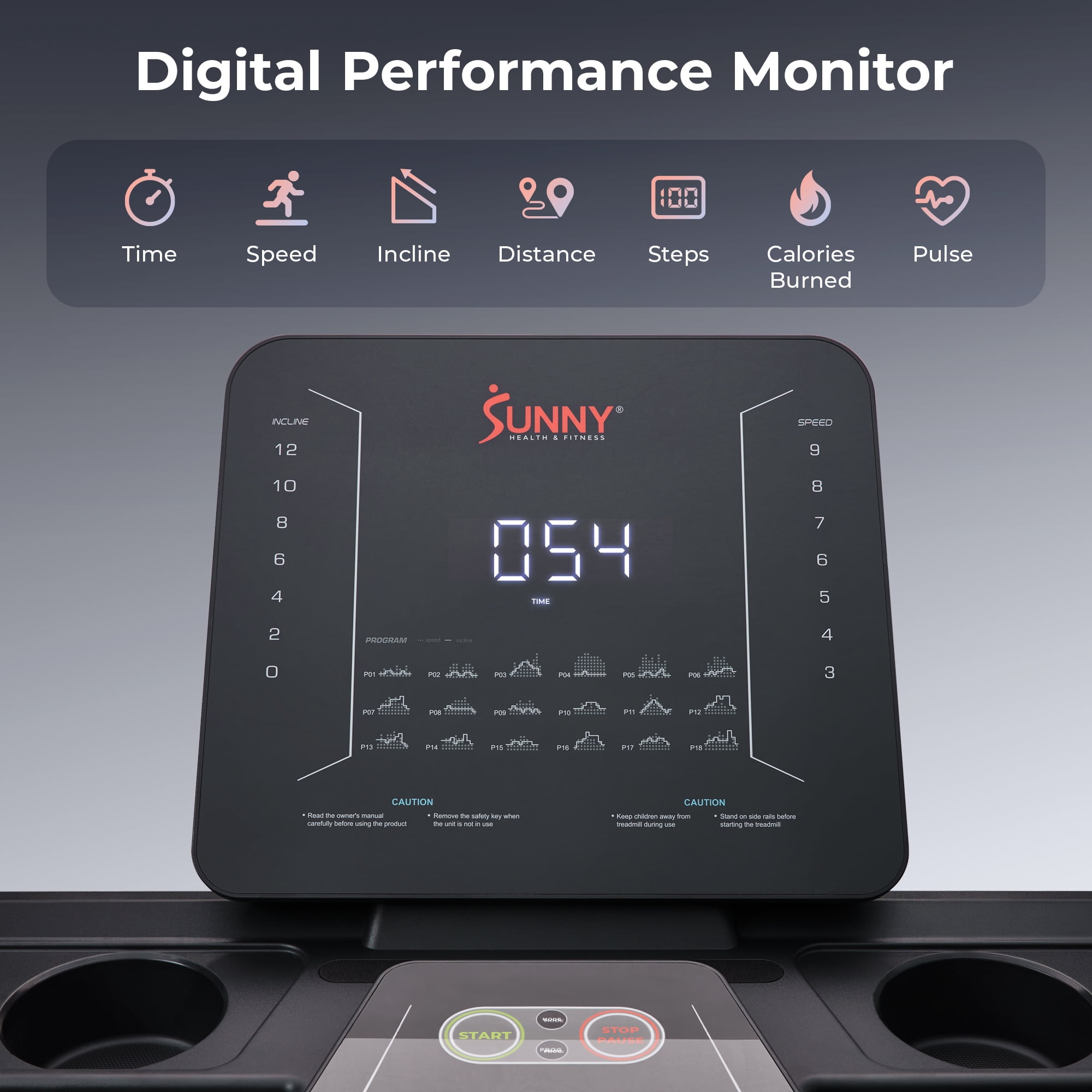 Sunny Health & Fitness Treadmill Elite Smart Auto Incline 20” Deck Treadmill with 300 LB Weight Capacity w Bluetooth & Free SunnyFit® App Membership - SF-T723016