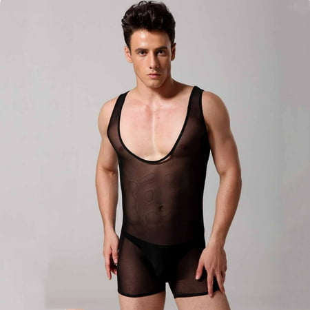 

Njoeus Men s Fashion Underwear Gauze Transparent Sexy Onesie Boxers
