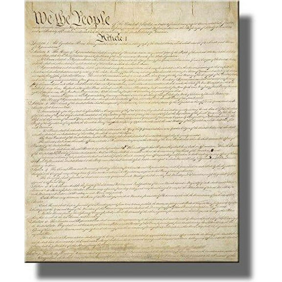 Original Written Constitution Picture on Stretched Canvas, Wall Art Décor, Ready to Hang!