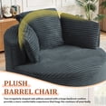 thumbnail image 6 of Muumblus 48.8" Oversized Accent Barrel Chair, Fluffy Round Lazy Sofa Chair for Adults, No Assembly Required, Dark Gray Corduroy, 6 of 9