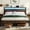 Rustic Brown, variant on Kbun Queen Bed Frame with Storage Shelves & LED Light Headboard, Metal Platform Bed Frame with USB and Type-C Charging Station, No Box Spring Needed