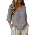thumbnail image 4 of Cotton Linen Tops For Women，Plus Size Linen Tops Linen Tunics For Women Loose Fit Basic Tees Summer Linen Tops For Women Linen Tunic Tops For Women Cotton Gauze Shirts For Women Tunic Tops, 4 of 6