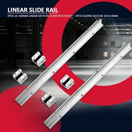 

Agatige 2pcs SBR10-400mm Linear Motion Guide Rod Shaft 4pcs SBR10UU Sliding Blocks Linear Rail Carriage Linear Slide Rail