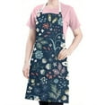 thumbnail image 5 of Pioneer Flower Floral Print Pattern Apron-Garden Aprons for Women with Pockets-Cotton Linen Waterproof Kitchen Cooking Gardening Aprons Adjustable for Kitchen,Cooking,BBQ and Salon 33x27 Inch, 5 of 7