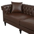 thumbnail image 5 of Chesterfield L-Shaped Sofa, PU Leather Sectional Couch with Rolled Arms and Nailhead, 99" Modern 5 Seat Tufted Corner Couch, Dark Brown, 5 of 9