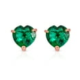 thumbnail image 5 of Galaxy Gold 14K 14"  Solid Rose Gold Lab Grown Heart Emerald Necklace and Earring Set Grade AAA, 5 of 7