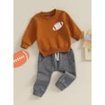 thumbnail image 2 of KelaJuan Infant Baby Boy Game Outfits, LetterFootball Print Long Sleeve Sweatshirt + Solid Color Long Pants, 2 of 6