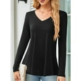 thumbnail image 4 of Fancyglim Women Long Sleeve Tunic Tops Casual V Neck Plain Shirts Blouse Black L, 4 of 10
