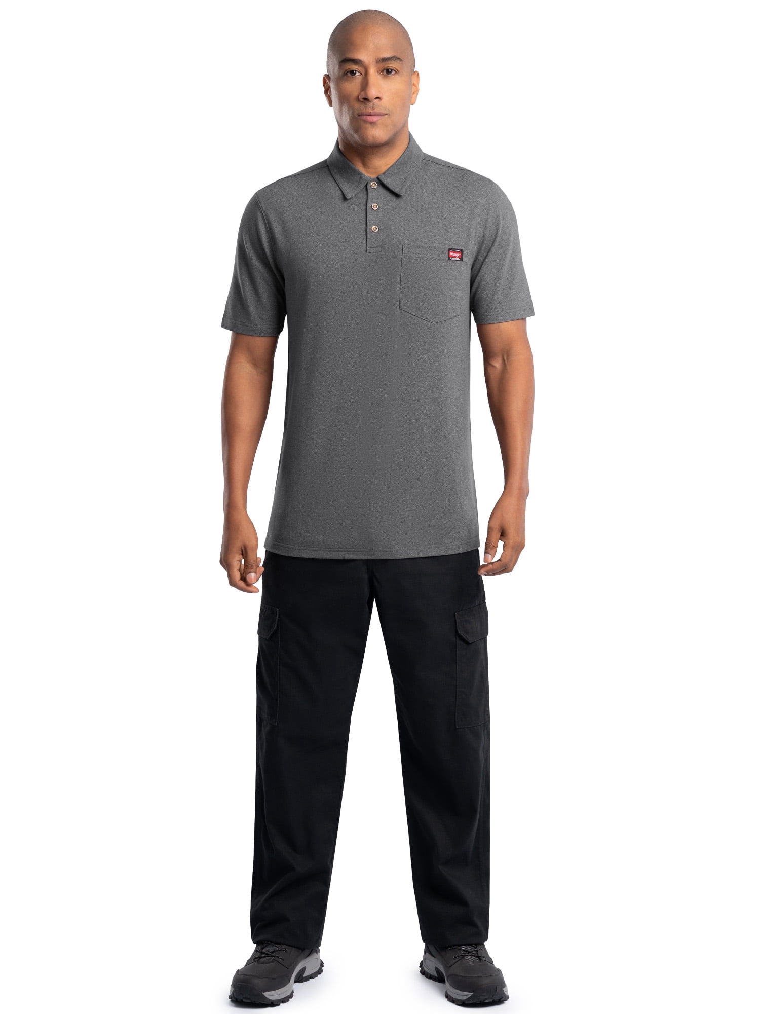 Wrangler Workwear Men's Performance Stretch Polo Short Sleeve Work Shirt, size S-3XL