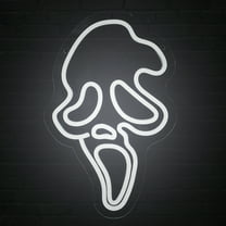 Halloween Skull Neon Sign,Ghost Face Neon Light for Bedroom,Game Room, Mancave, Bar Halloween Party Spooky Gothic Haunted Mansion Decor Gifts