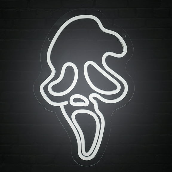 Halloween Skull Neon Sign,Ghost Face Neon Light for Bedroom,Game Room, Mancave, Bar Halloween Party Spooky Gothic Haunted Mansion Decor Gifts