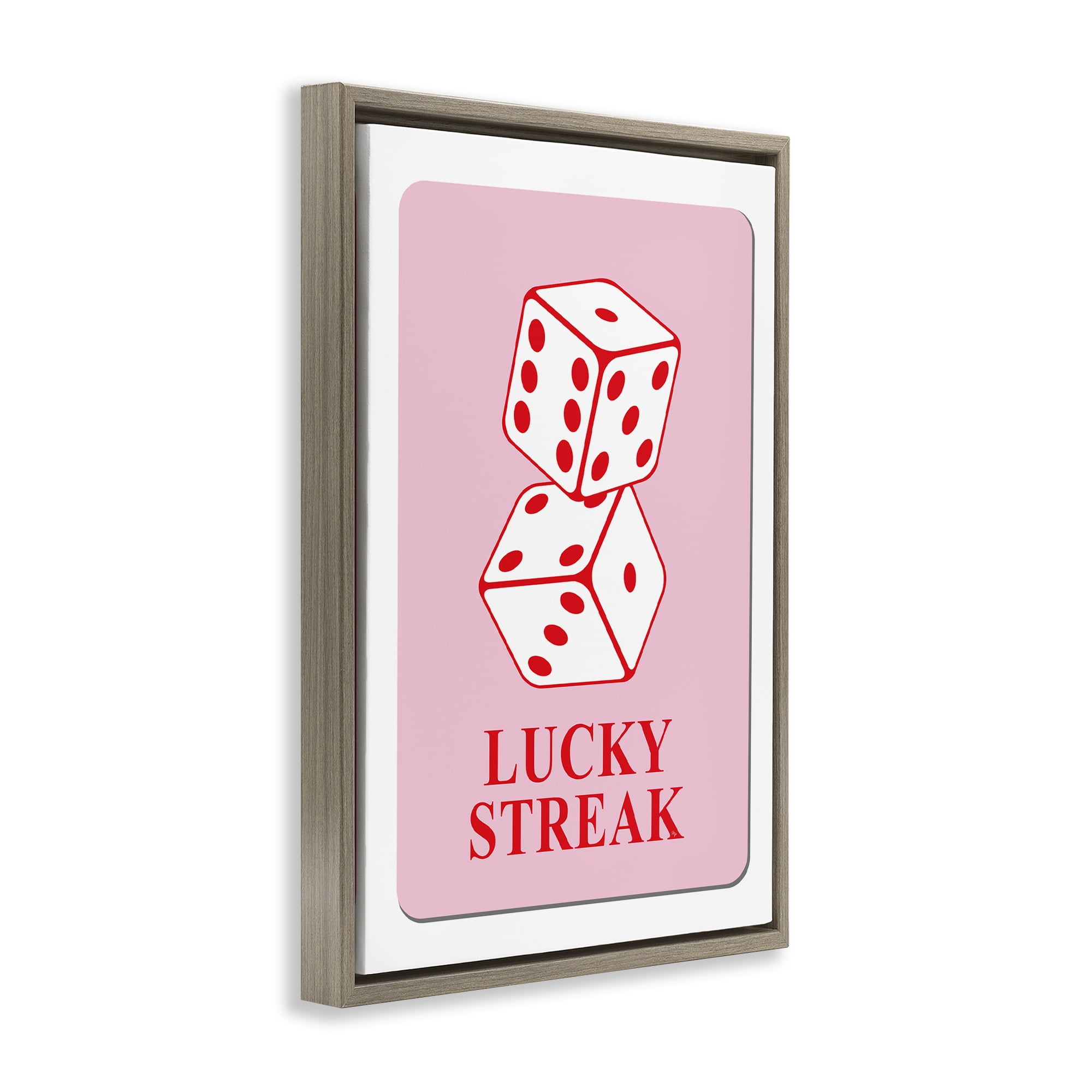 Stupell Industries Lucky Streak Dice Entertainment Painting Brown Floater Framed Canvas Art Print Wall Art, 17 x 25