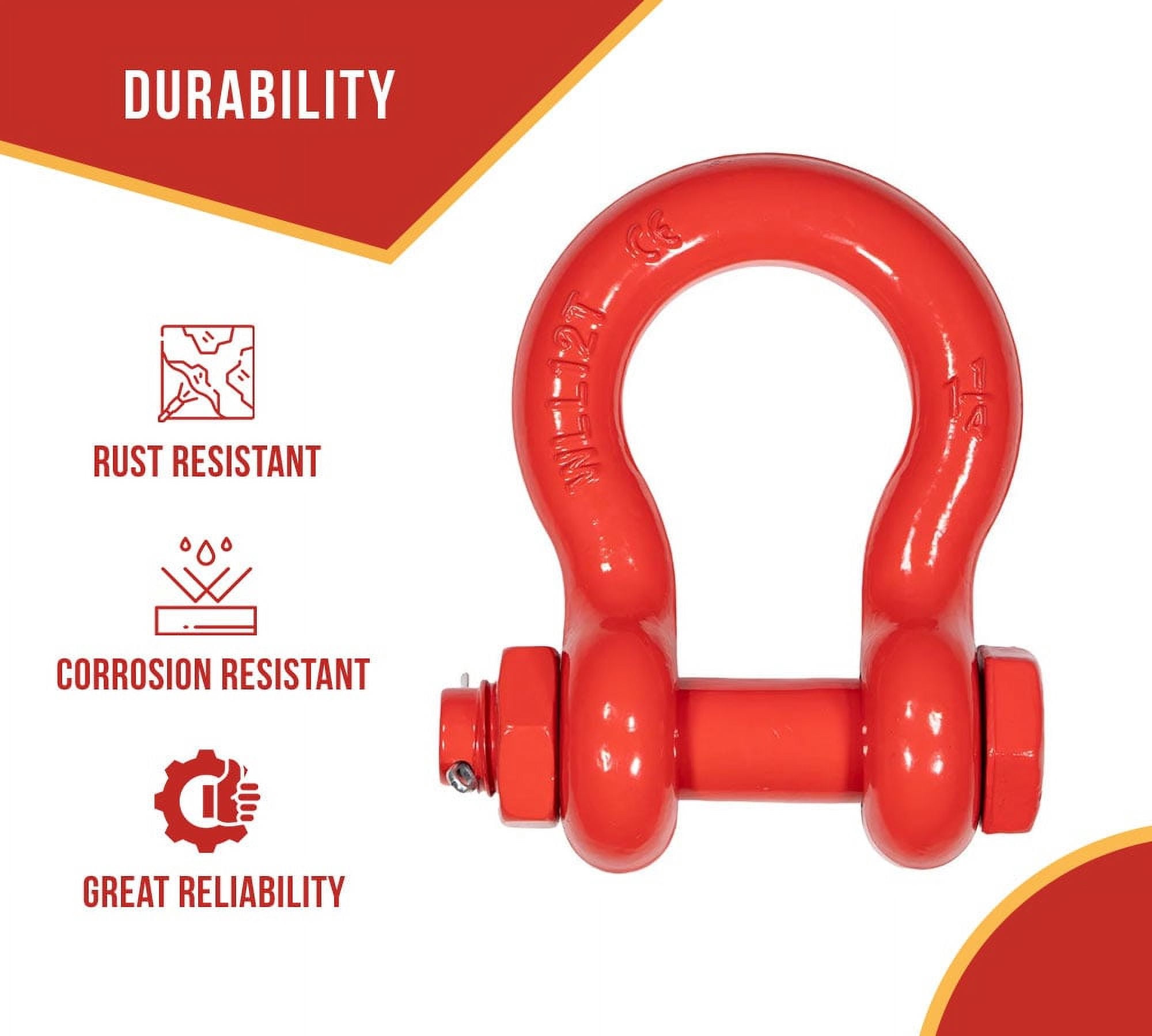 4 Pack 1-1/4" Anchor Shackle Forged Carbon Steel w/ Safety Screw Pin Load Limit 24,000 lbs, Double Rust Protection Heavy Duty D Ring Bolt Type Shackle for Towing, Rigging