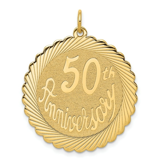 14k Yellow Gold 50th ANNIVERSARY Charm Pendant
