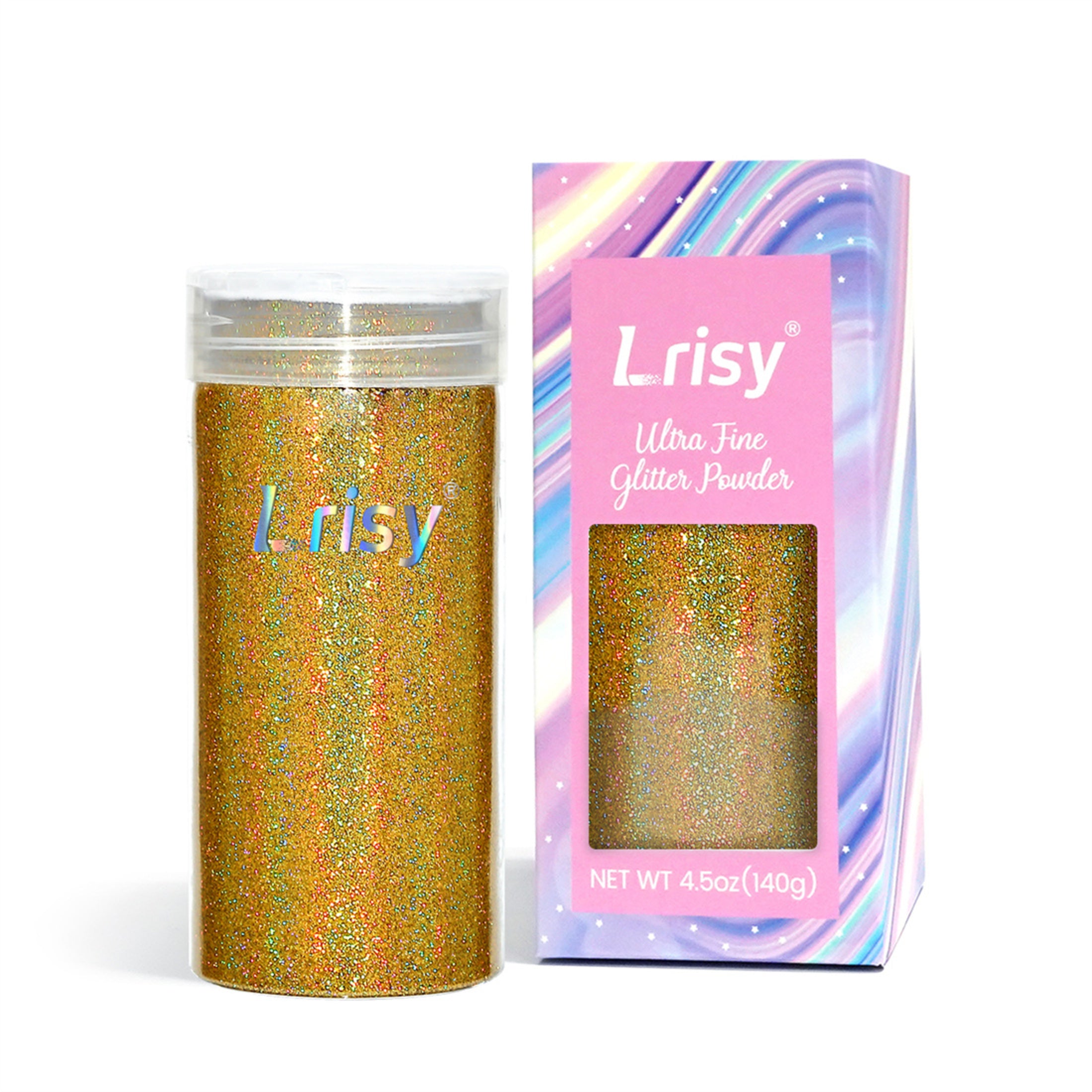 Lrisy Glitter Extra Fini Iridescenti 140g - Polvere Scintillante Per Resina, Slime, Unghie E DIY - Rosa E Bianco Con Coperchio Shaker