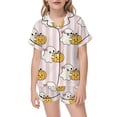 thumbnail image 5 of SJLDQY Girls' Halloween Pajama Sets Ghost Pumpkin Print Short Sleeve Shirts and Shorts 2 Piece Pj Sets Casual Sleepwear Button Down Loungewear Sets, 5 of 5