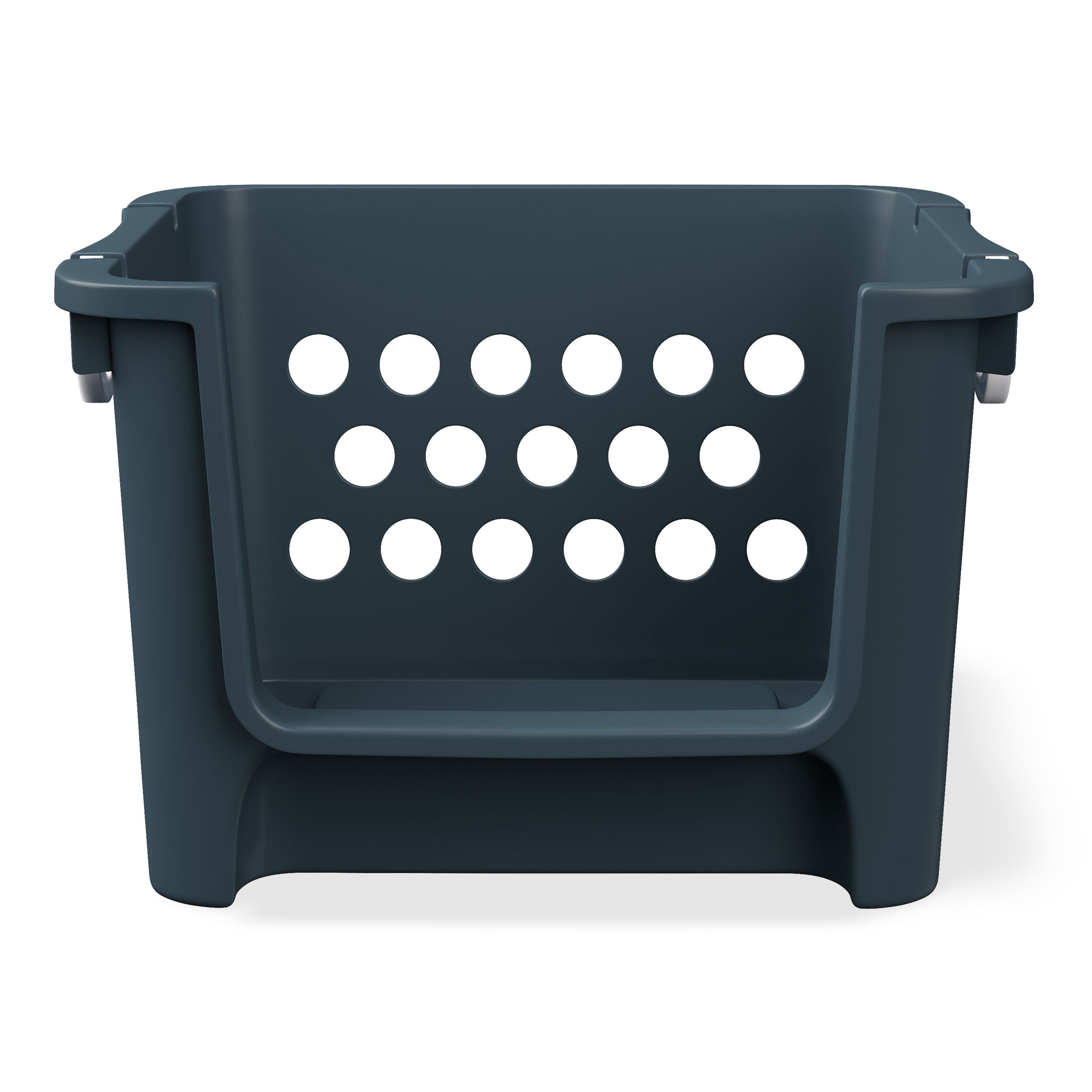 Mainstays Kids Large Blue Stackable Plastic Open-Front Toy Storage Basket with Handles