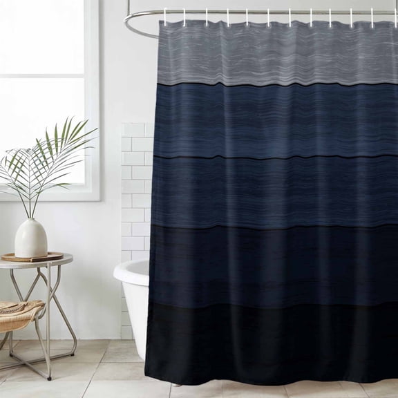 Blue Gray Waterproof Fabric Shower Curtain,Farmhouse Vintage Gradient Abstract Art Waterproof Fabric Shower Curtain for Bathroom Curtains Bathtubs Hotel Shower Curtains with 12 Hooks Small 36x72in