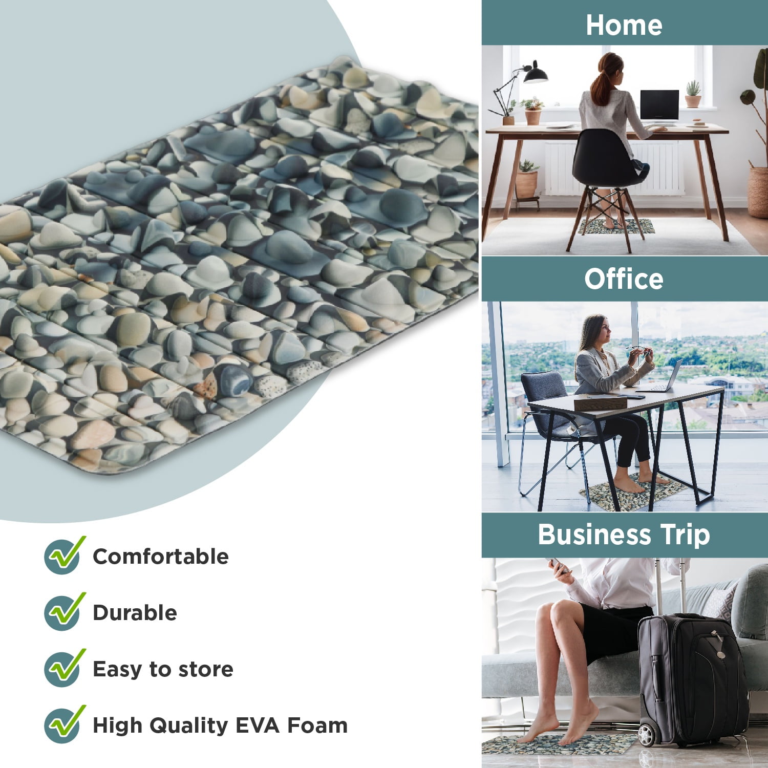 Foot Massager Mat | Relieve Foot Pain Plantar Fasciitis Heel Arch Pain & Stress - Travel Reflexology Mat
