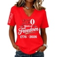 thumbnail image 3 of Evdexr Women's 250 Anniversary Usa Shirts Patriotic Short Sleeve T Shirt 1776 2026 V Neck Red Blue and White Tops 4th Of July Stars and Stripes Plus Size Tees Red M, 3 of 5