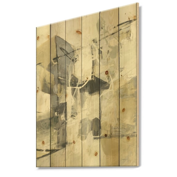 Designart 'Abstract Glam Cream Dream IV' Modern & Contemporary Print on Natural Pine Wood