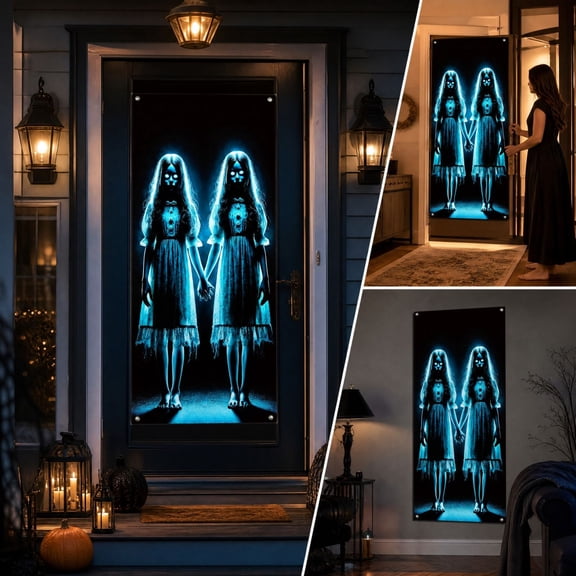 Trovenix Halloween Door Cover Scary Ghost Decor Spooky Horror Hanging for Front Door Porch Wall Halloween Party House Decorations