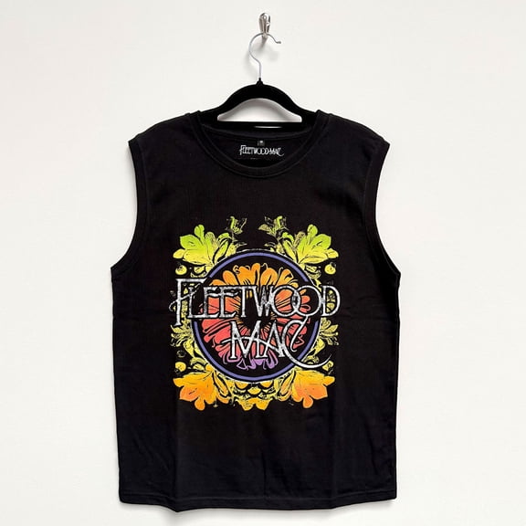 Fleetwood Mac Unisex Tank T-Shirt Circle Floral Logo (Black)