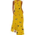 thumbnail image 1 of MAWCLOS Robe Débardeur pour Femme Sans Manches Longue Maxi Robes Col en V Été Plage Robe d'Été Ample Vacances Imprimé Papillon Jaune 5TG, 1 of 2