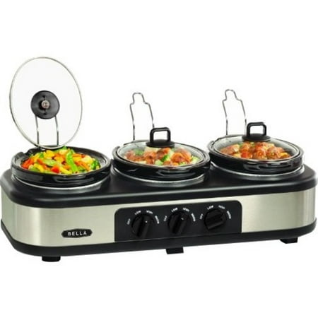 Bella 3X1.5QT Oval Triple Slow Cooker with Lid Rests