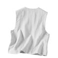 thumbnail image 4 of Duoif Womens Tank Tops Button down Linen Vest, Lightweight Summer Outerwear Shirts for Women Beige L, 4 of 5