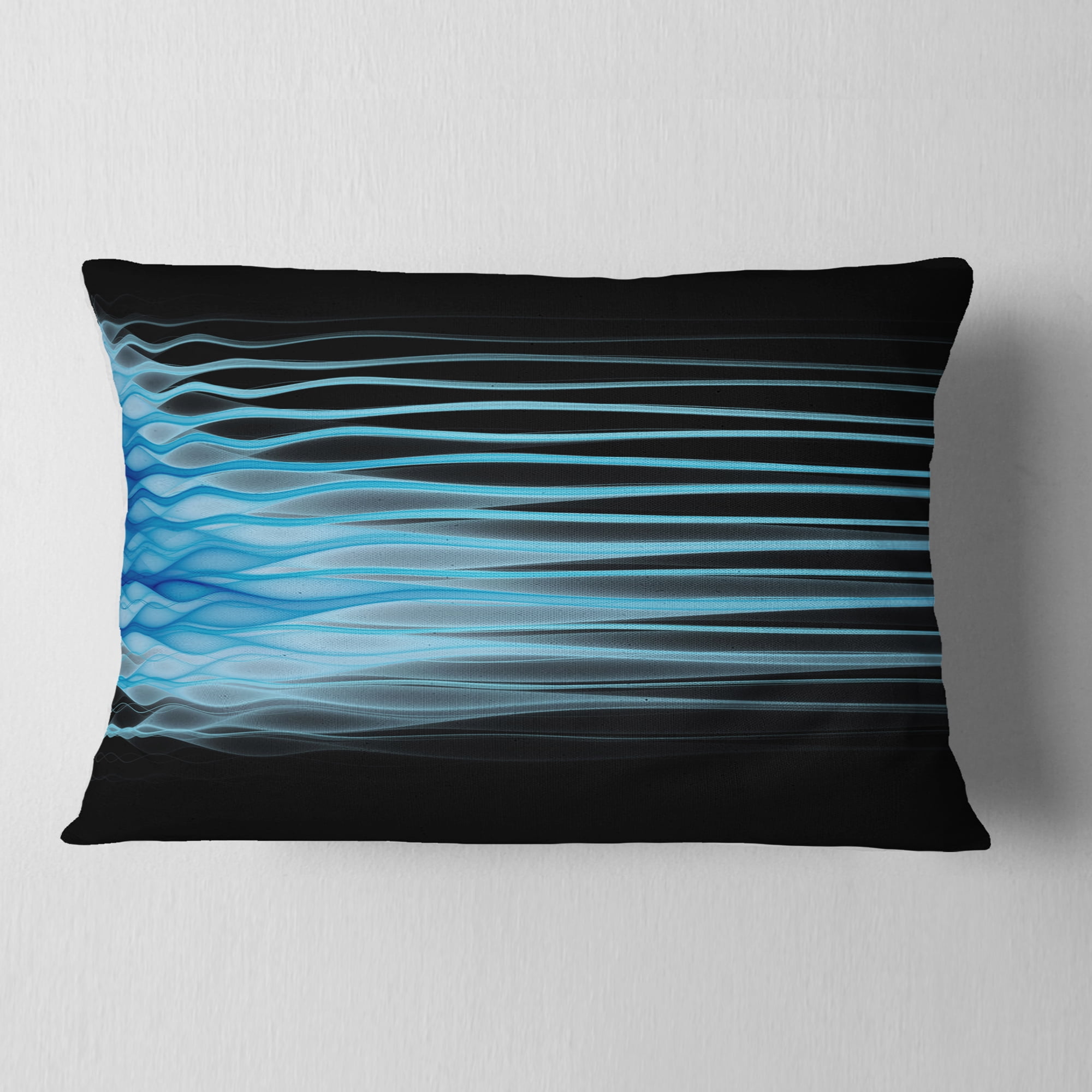 Designart Light Blue Fractal Flames - Abstract Throw Pillow - 12x20